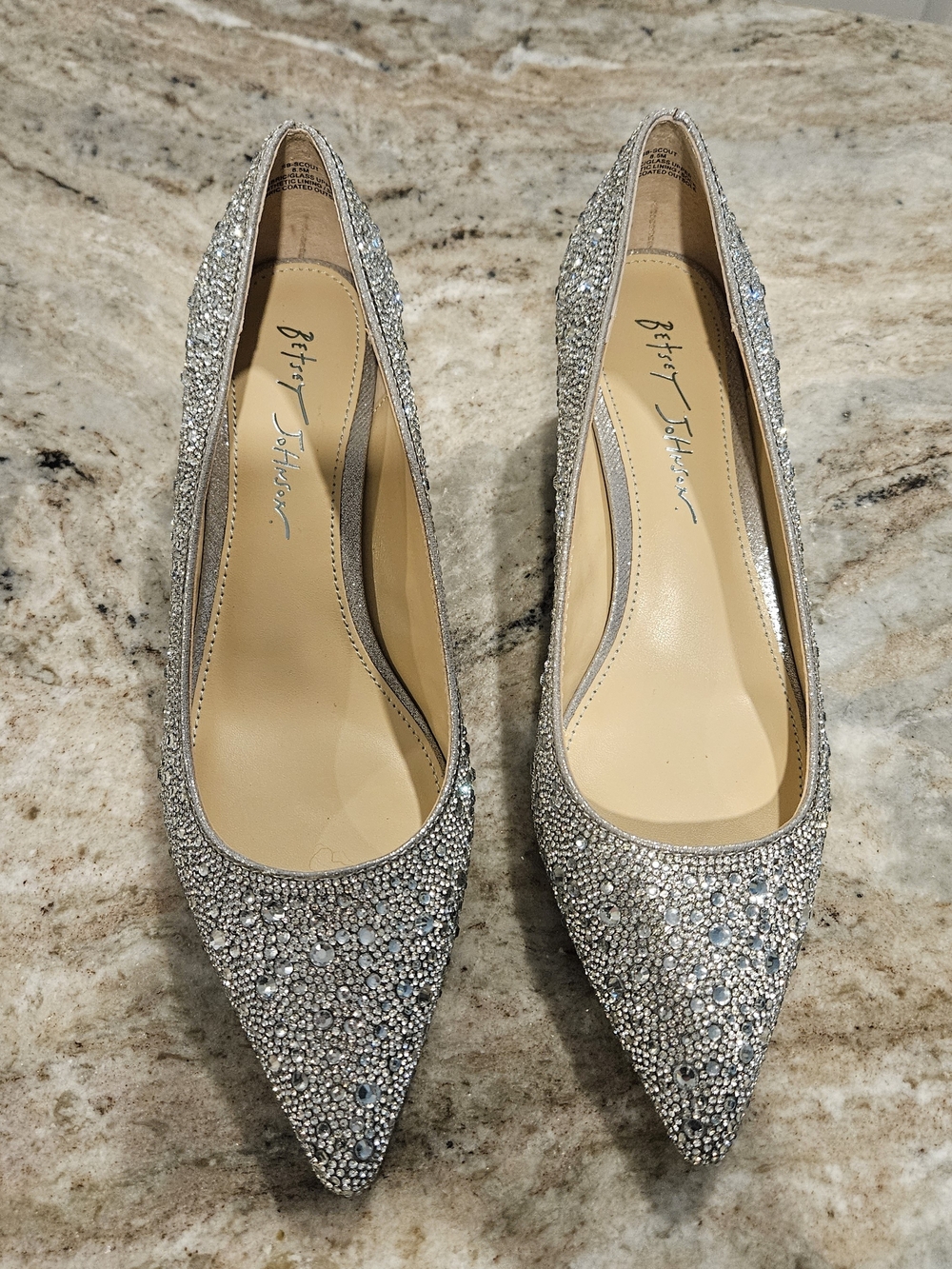 Betsey Johnson Silver Crystal Embellished Pointed-Toe Heels